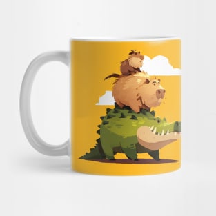 capybara ride crocodile Mug